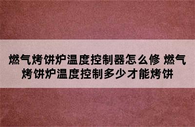 燃气烤饼炉温度控制器怎么修 燃气烤饼炉温度控制多少才能烤饼